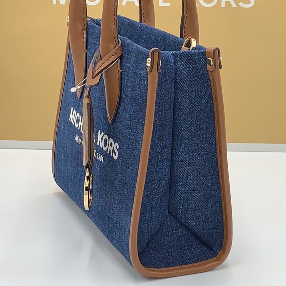 MICHAEL KORS MIRELLA SMALL SHOPPER TOP ZIP XBODY INDIGO COLOR - Picture 6 of 16